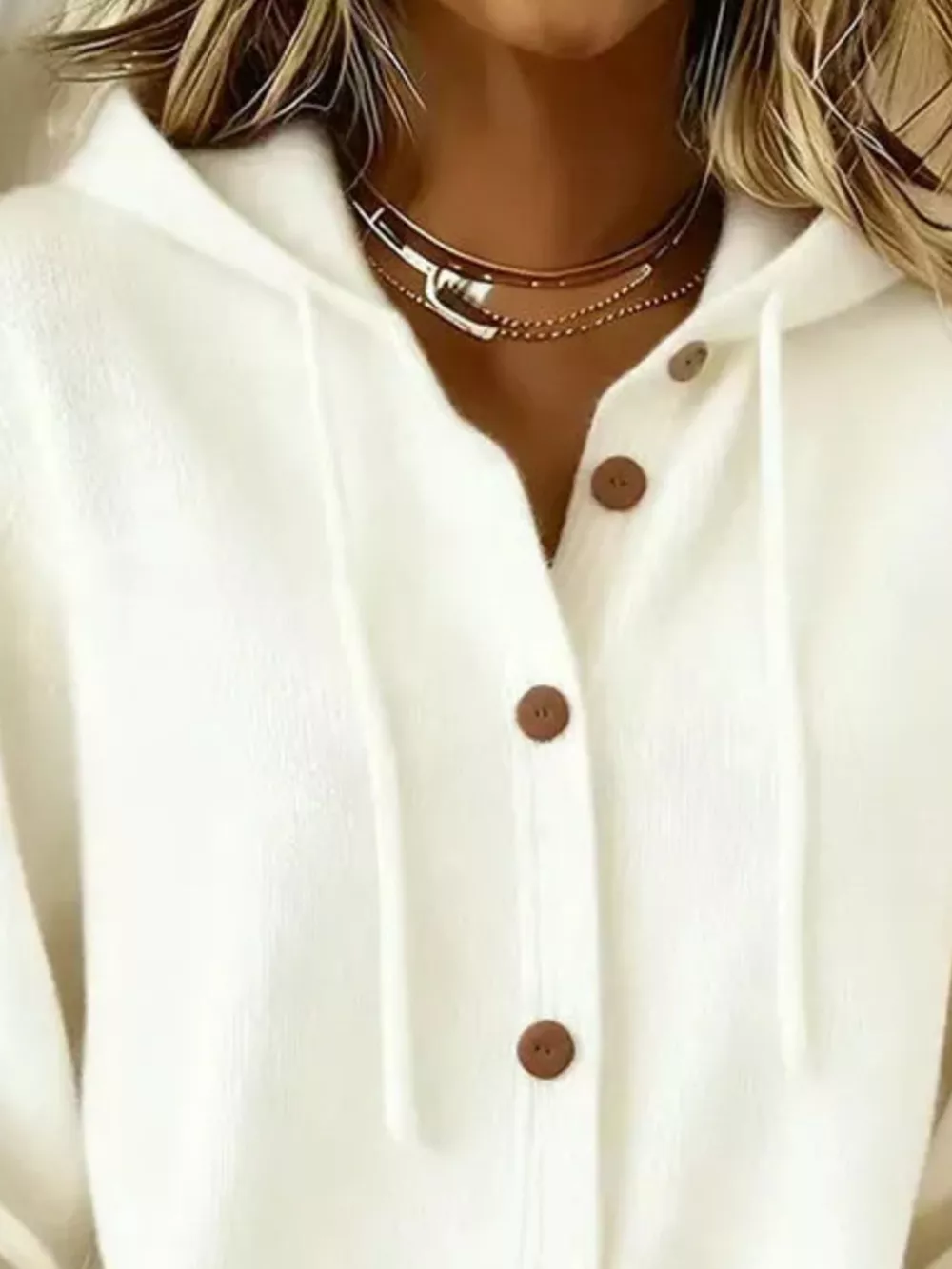 Full Size Hooded Button-Down Knit Cardigan Plus Size, image 6