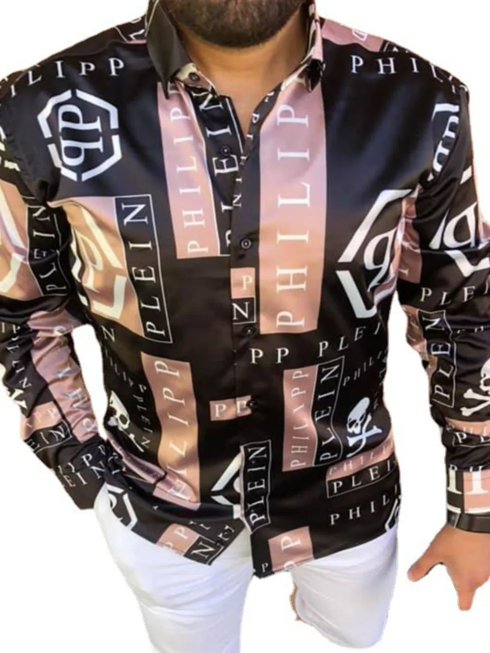 Men's Full Size Contrast Button Up Long Sleeve Shirt Plus Size, image 5