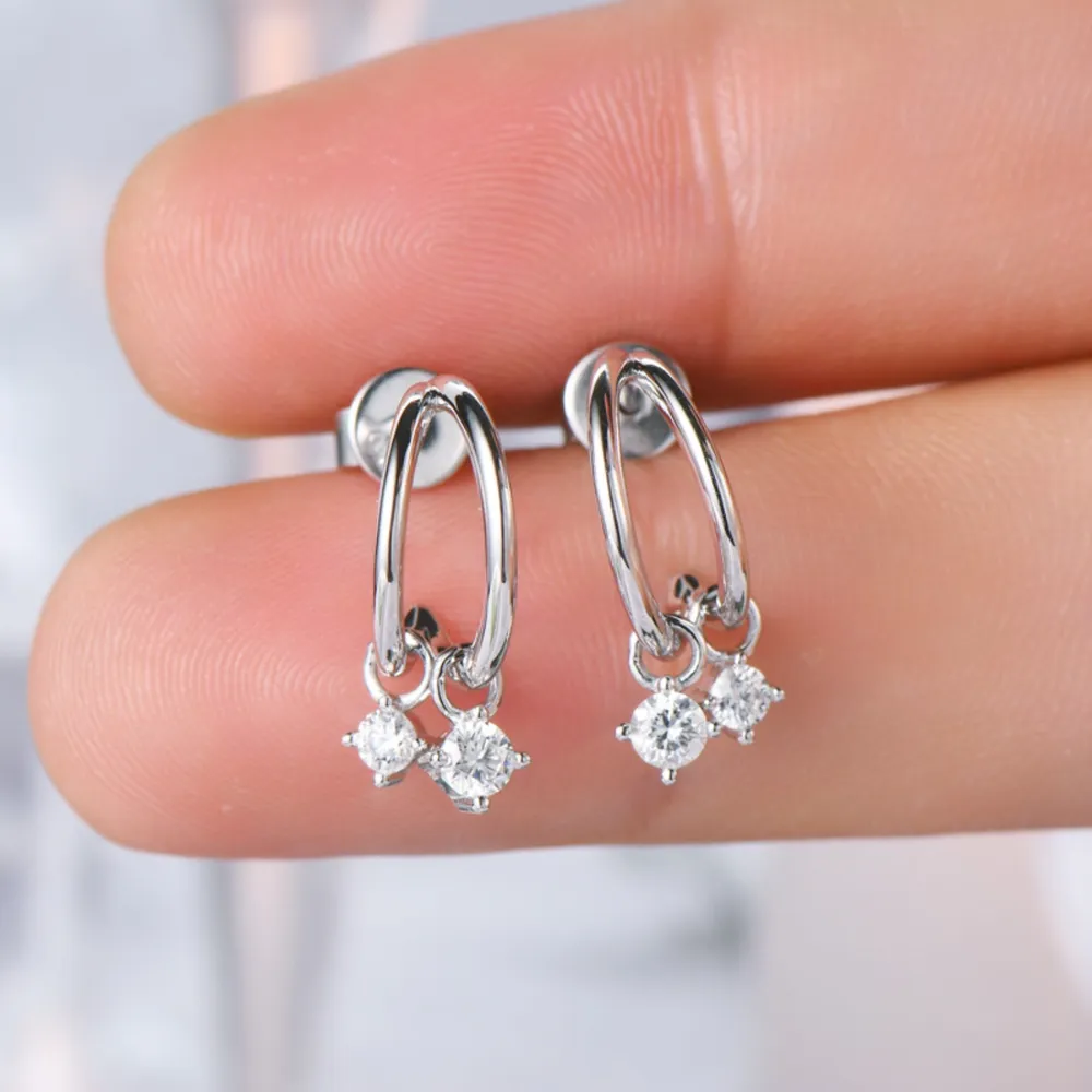 925 Sterling Silver Moissanite C-Hoop Earrings, image 5