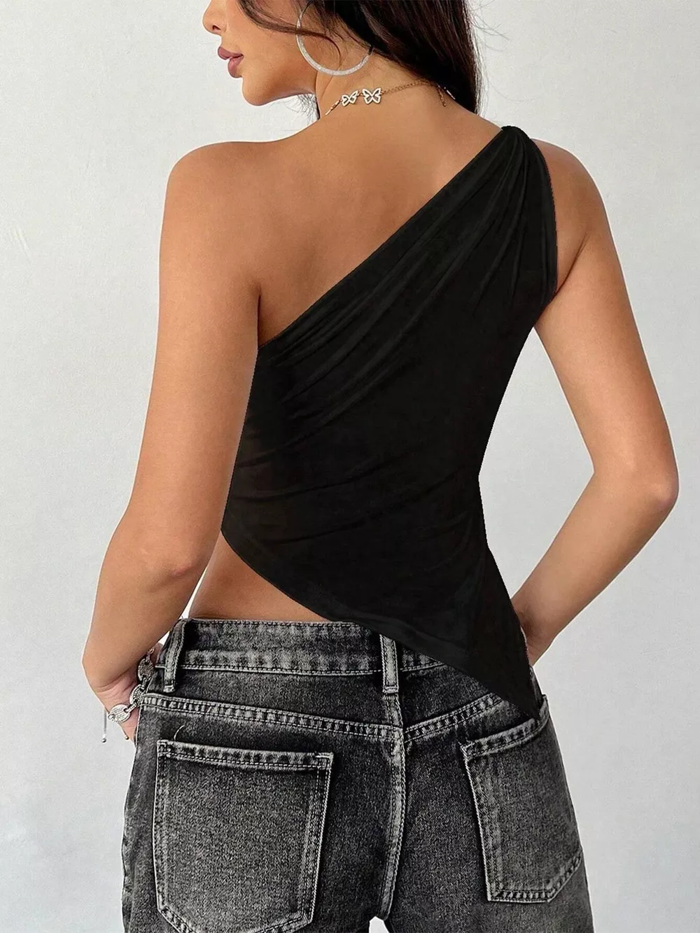 Asymmetrical One-Shoulder Slim Fit Cami, image 19