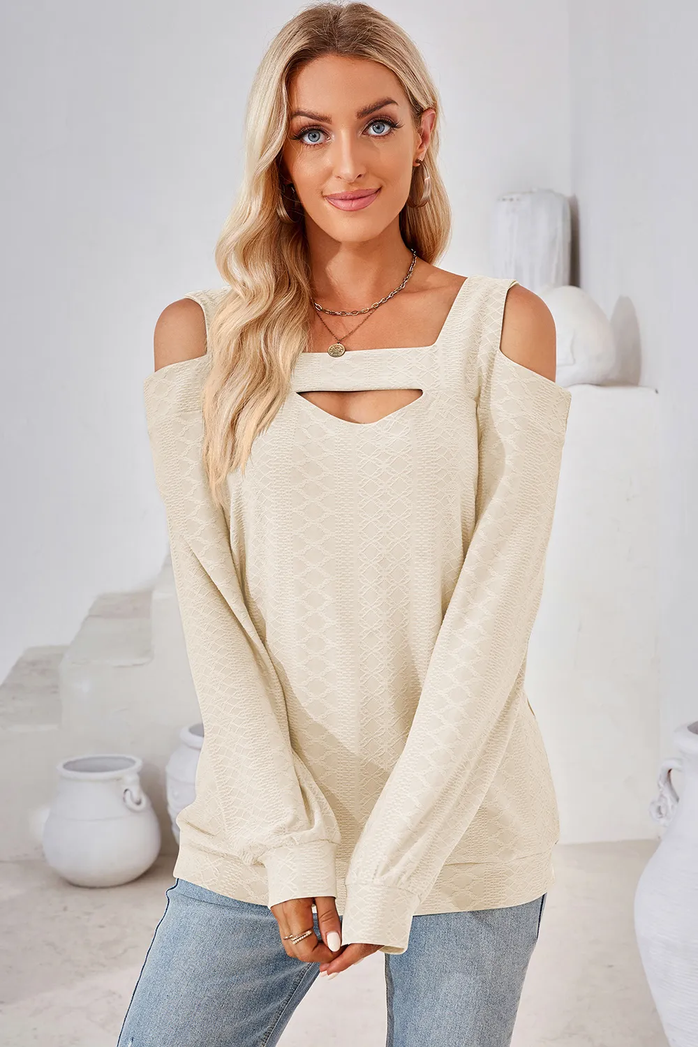 Cutout Square Neck Cold Shoulder T-Shirt, image 29