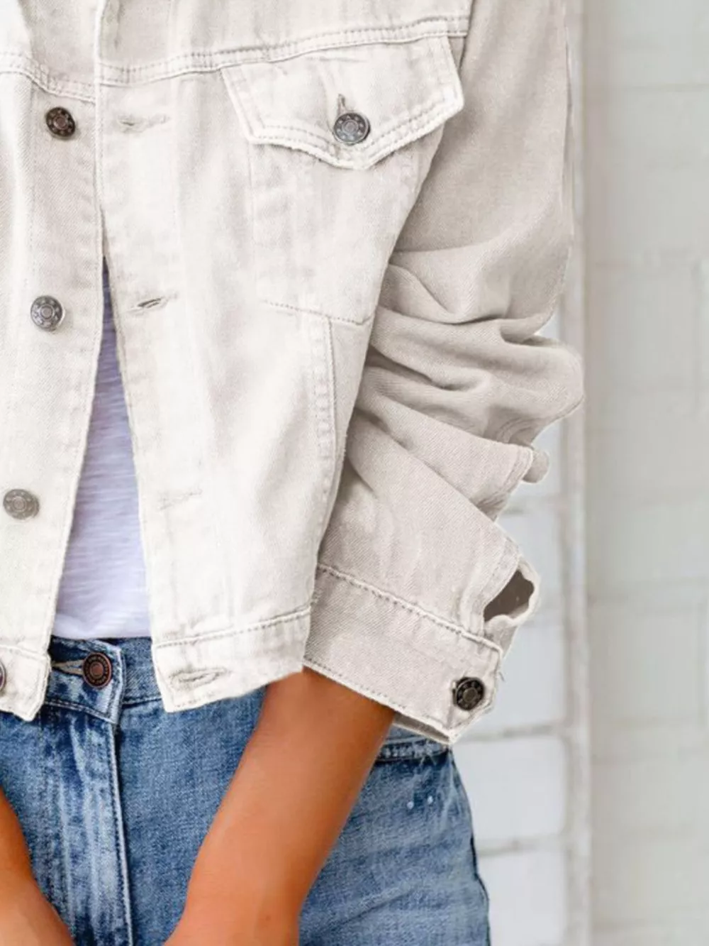Button Up Long Sleeve Denim Jacket, image 19