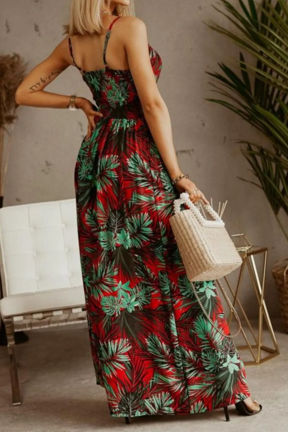 Printed Spaghetti Strap Maxi Dress, image 20