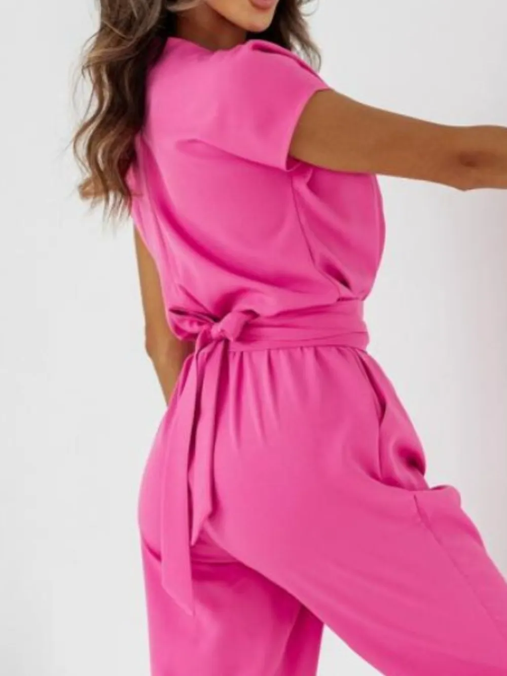 Surplice Cap Sleeve Tie Waist Jumpsuit, image 8