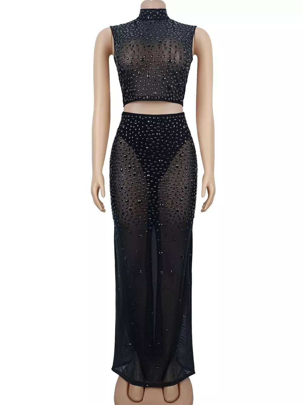 Rhinestone Sleeveless Top and Skirt Set, image 10