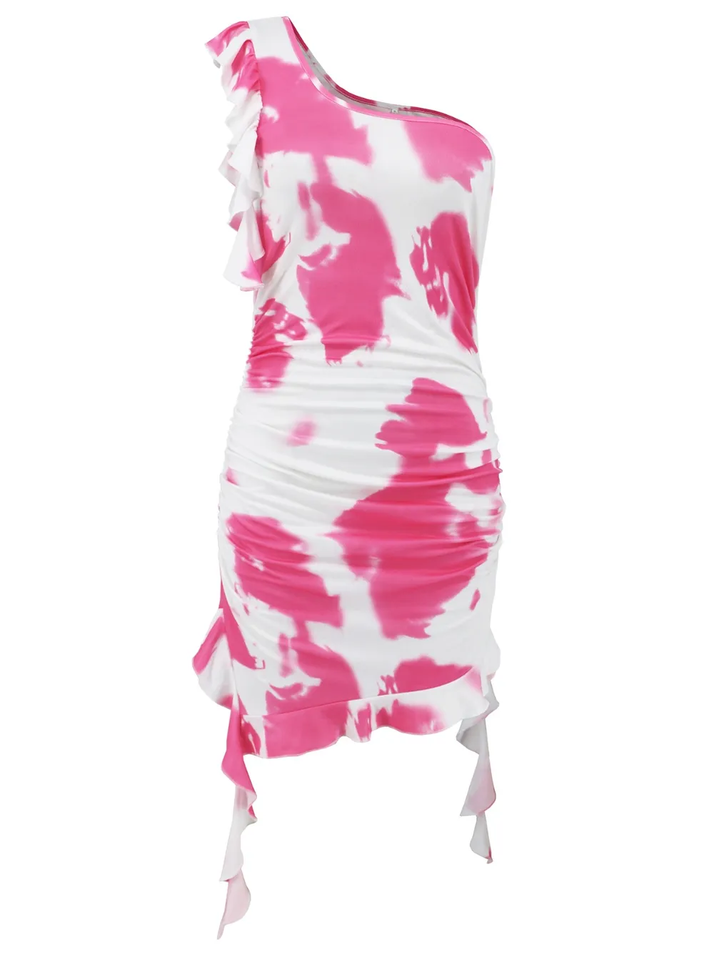 Ruffled Tie-Dye Single Shoulder Mini Dress, image 9