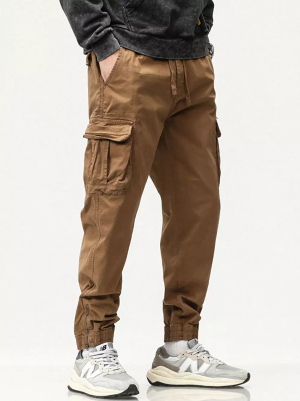 Men's Full Size Casual Cargo Pants with Drawstring Waist Plus Size, image 8