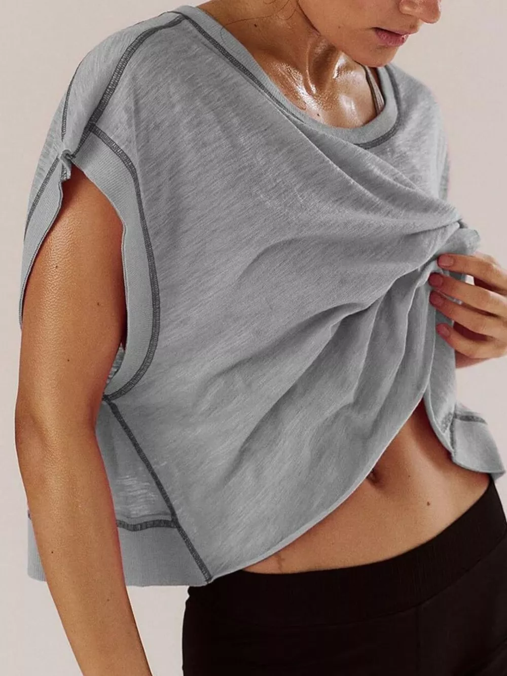 Cutout Back Short Sleeve T-Shirt, image 10