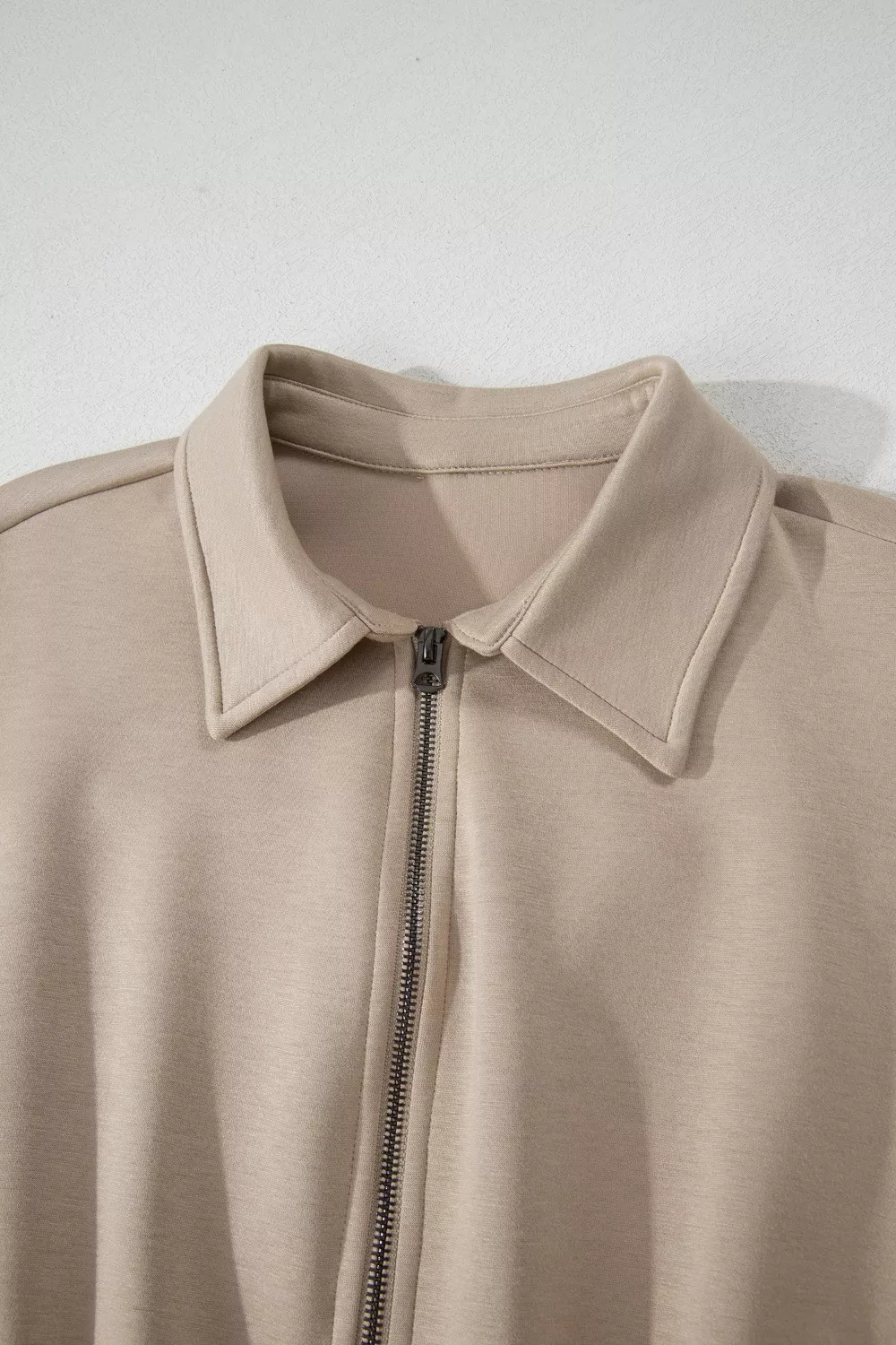 Solid Color Zip Front Short Sleeve Collared Jumpsuit, image 6