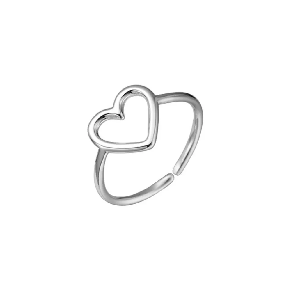 925 Sterling Silver Heart Open Ring, image 6