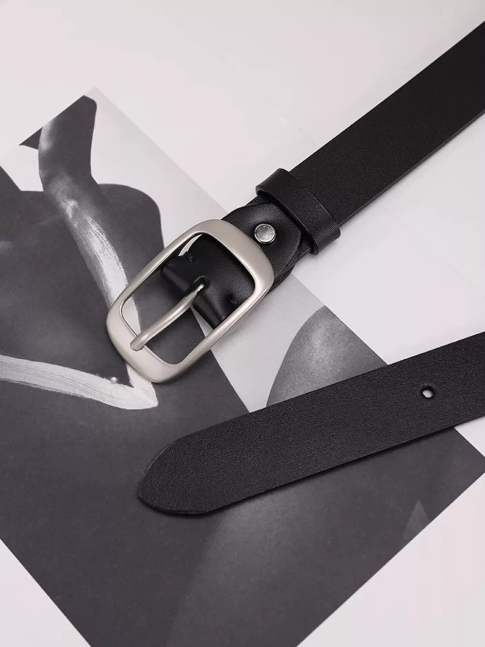 Leather Belt with Silver Buckle, image 12