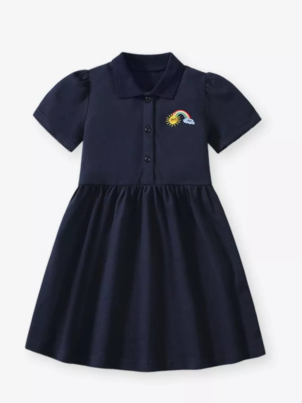Children's Embroidered Rainbow Polo Dress, image 2