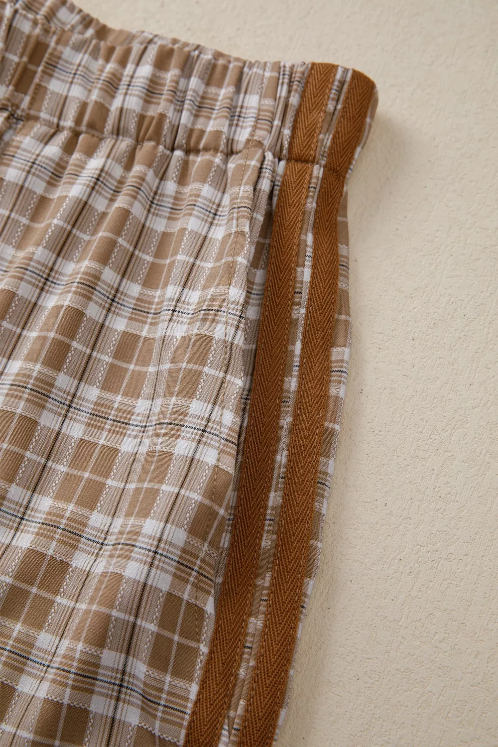 Plaid Print Tie Detail Casual Pants, image 10