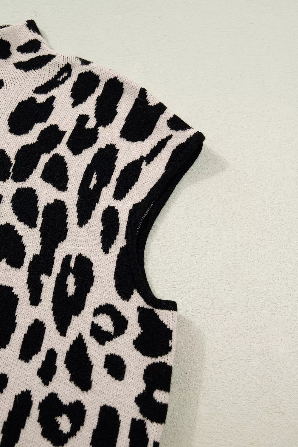 Leopard Print High Neck Short Sleeve Sweater, image 11