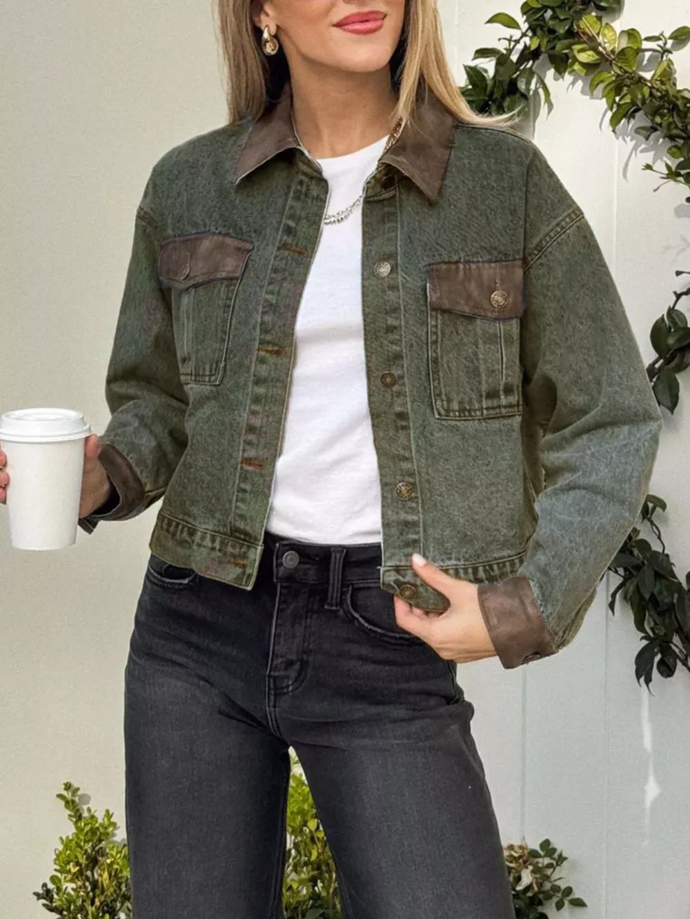 Button Up Chest Pockets Denim Jacket, image 4