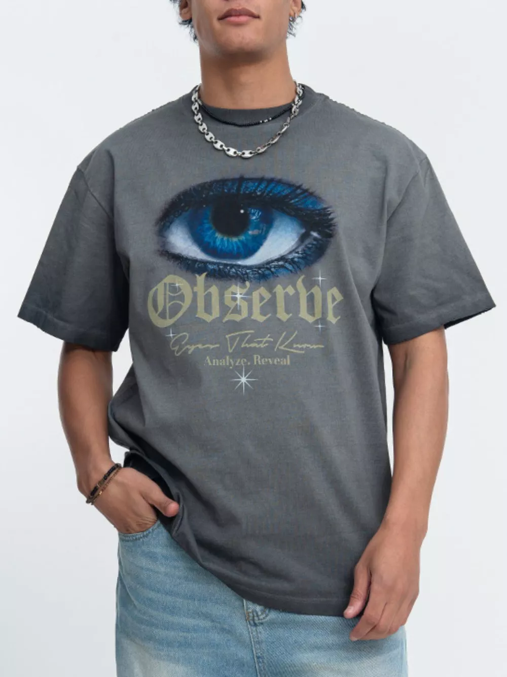 Men's Oversized Eye Graphic Short Sleeve T-Shirt