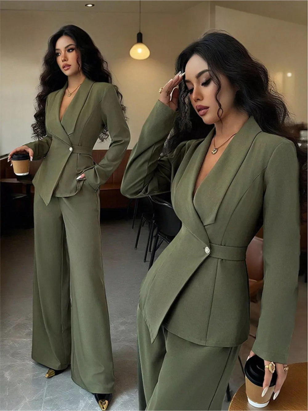 One Button Blazer and Pants Set, image 26