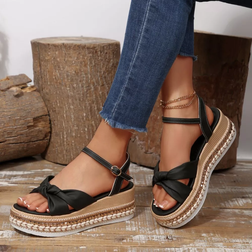 Bow Knot Platform Wedge Sandals, image 19