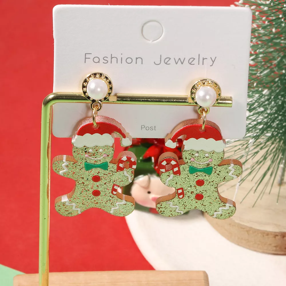 Christmas Gingerbread Man Dangle Earrings, image 2
