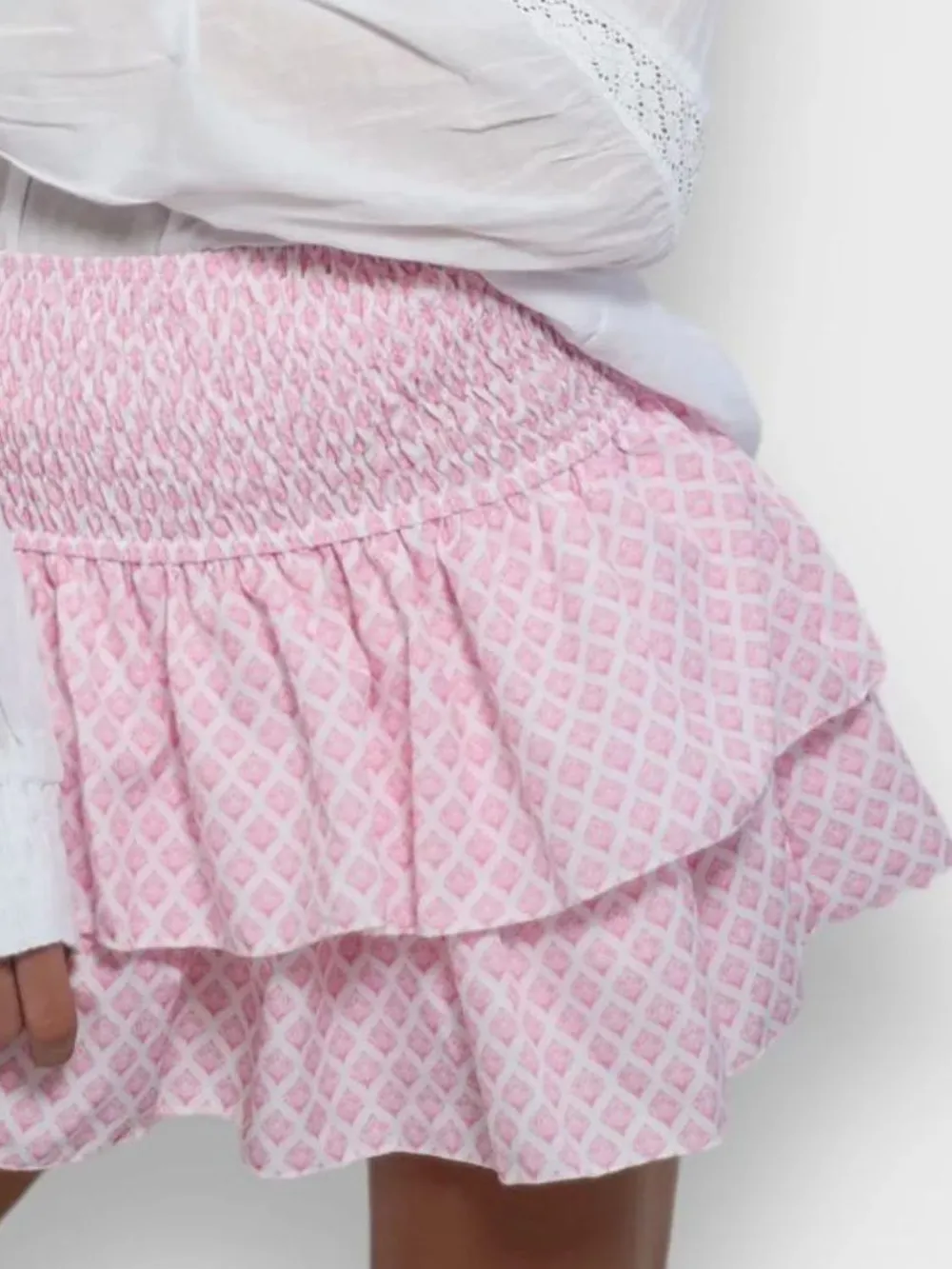 Smocked Wideband Waist Layered Mini Skirt, image 4