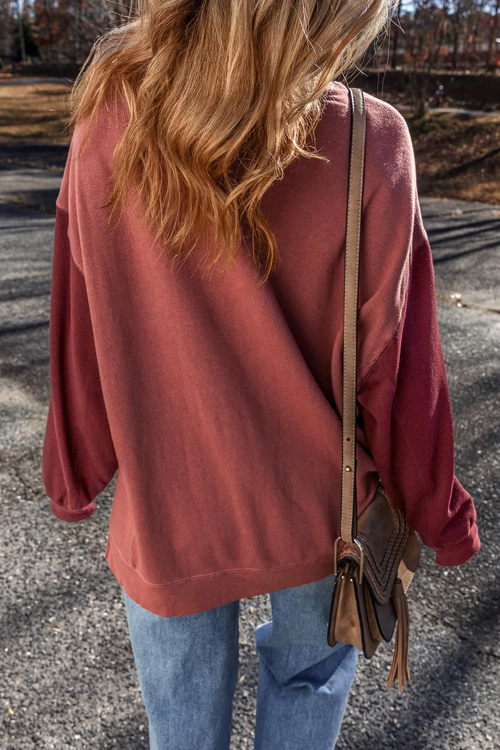 Contrast Round Neck Long Sleeve Sweatshirt, image 15