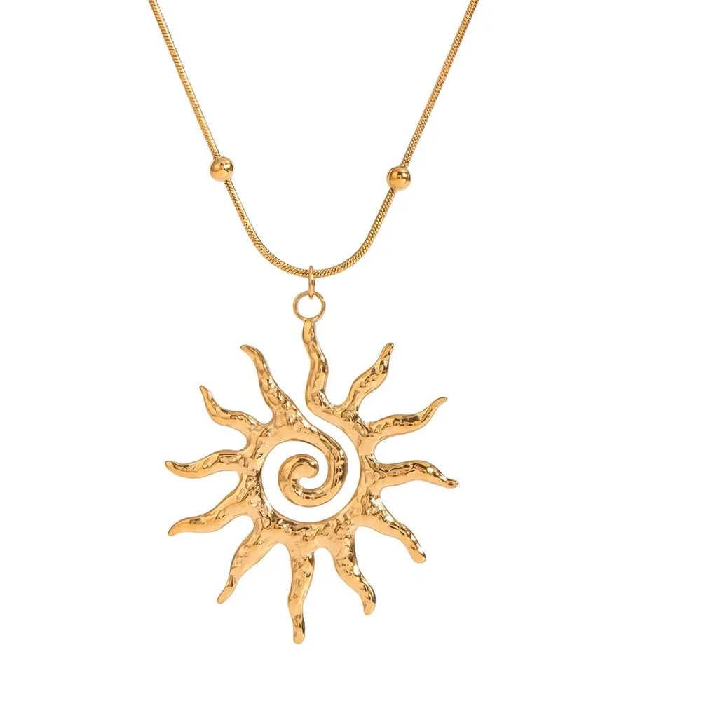 18K Gold-Plated Sun Pendant Necklace, image 4