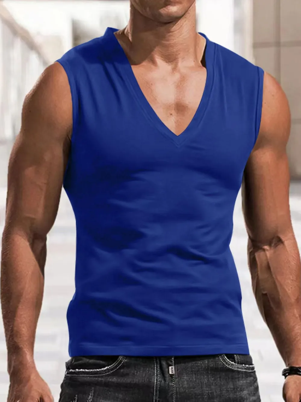 Men's Plus Size V-Neck Tank, image 4