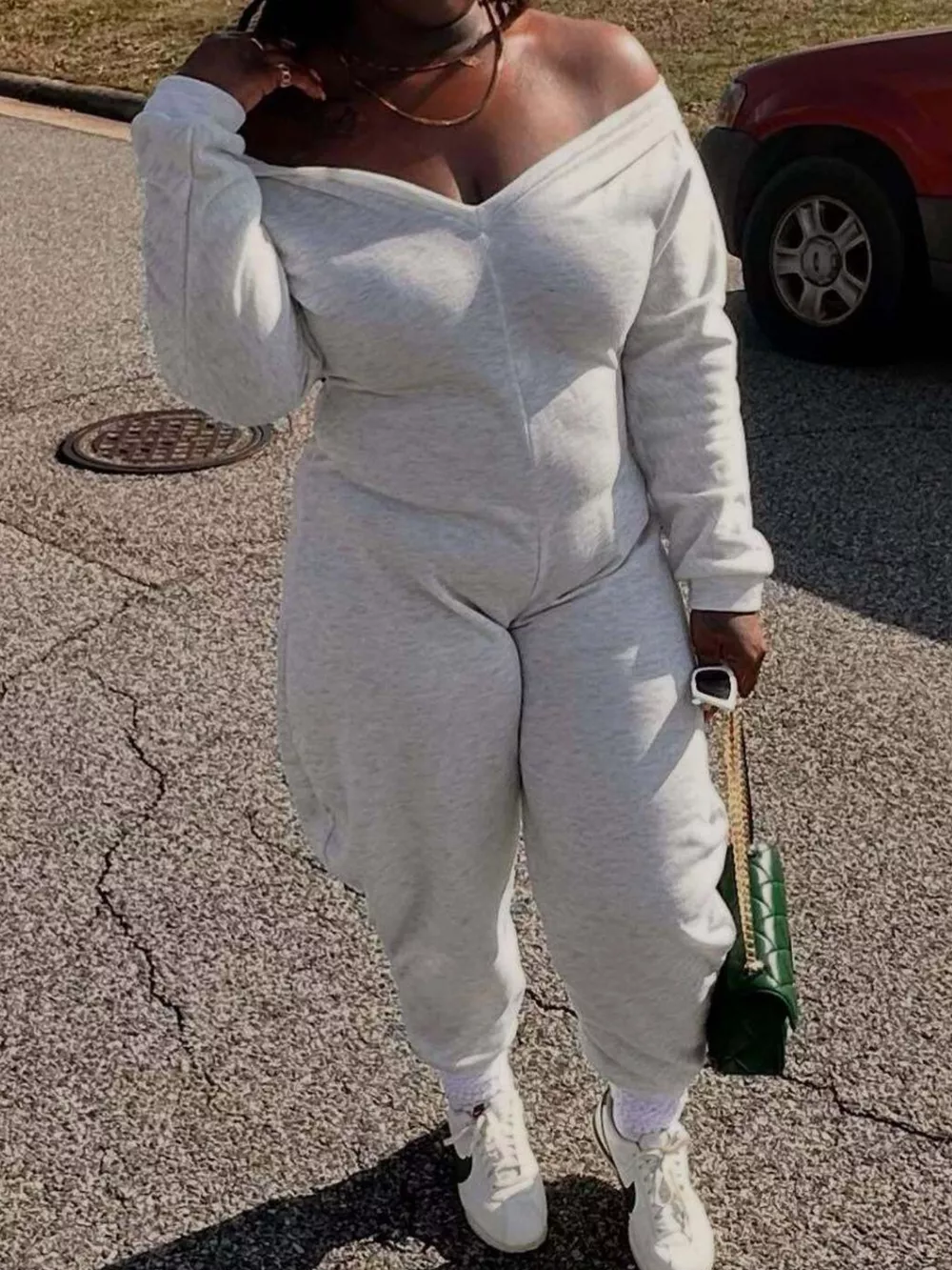 Off-Shoulder Long Sleeve Casual Jumpsuit, image 2