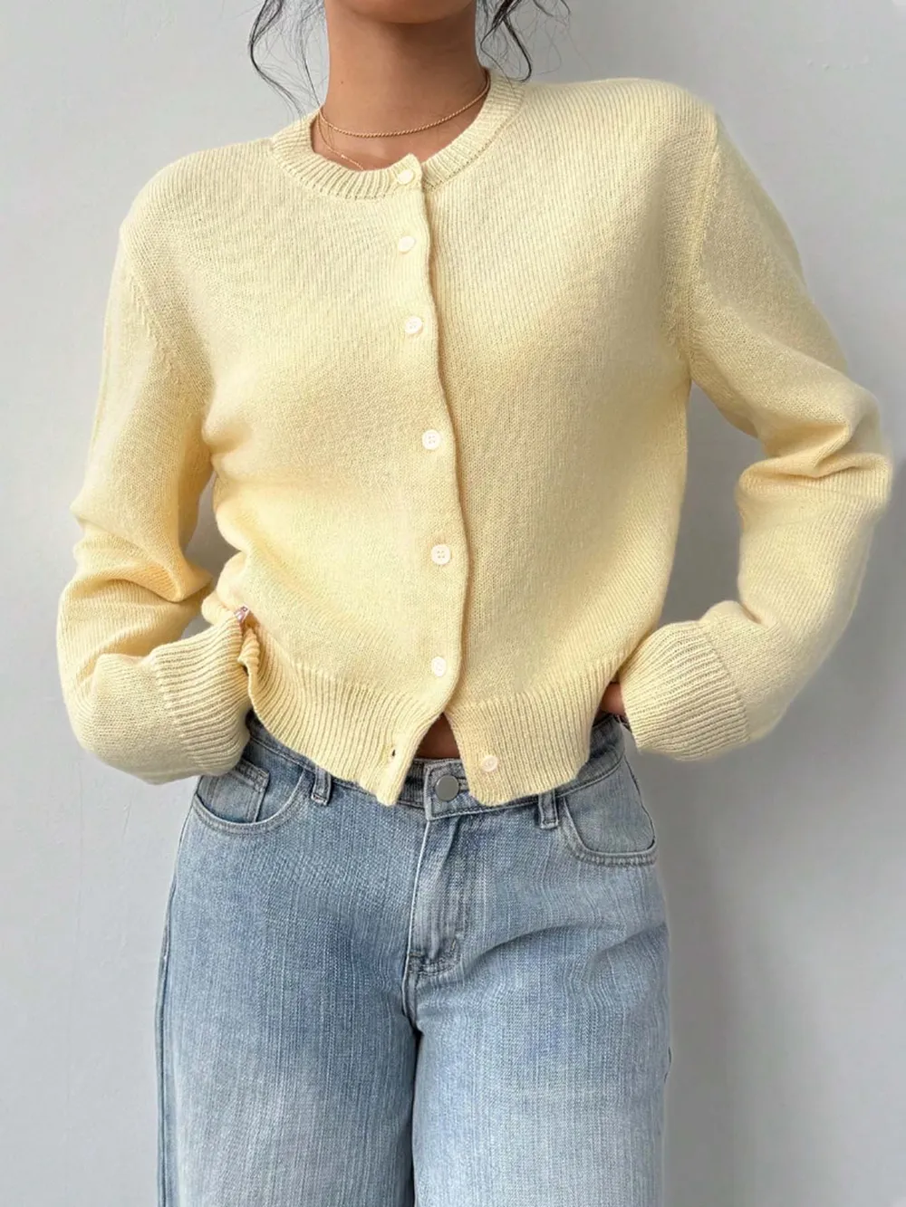 Button-Up Long Sleeve Knit Cardigan, image 9