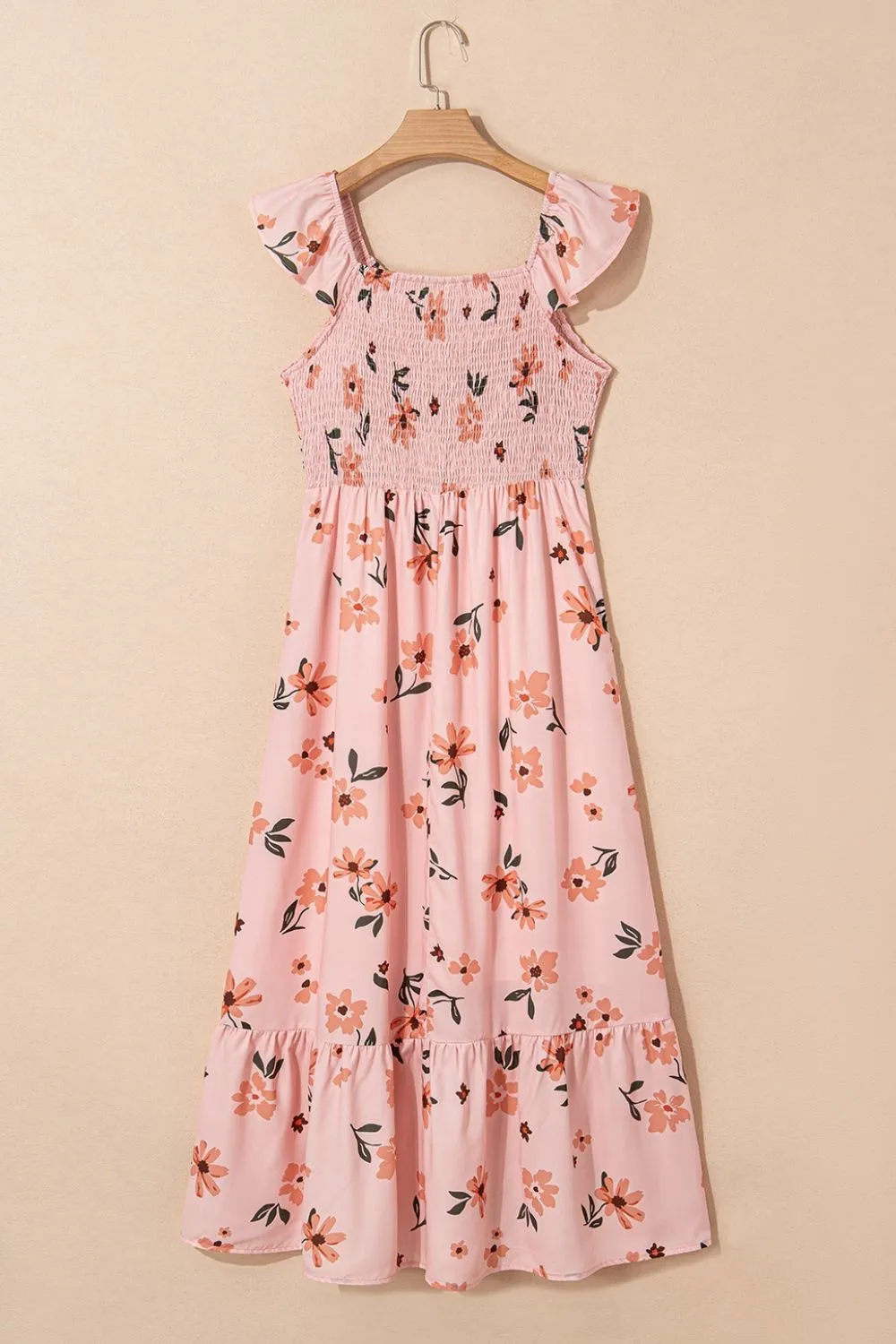 Ruffled Smocked Cap Sleeve Printed Maxi Dress, image 6