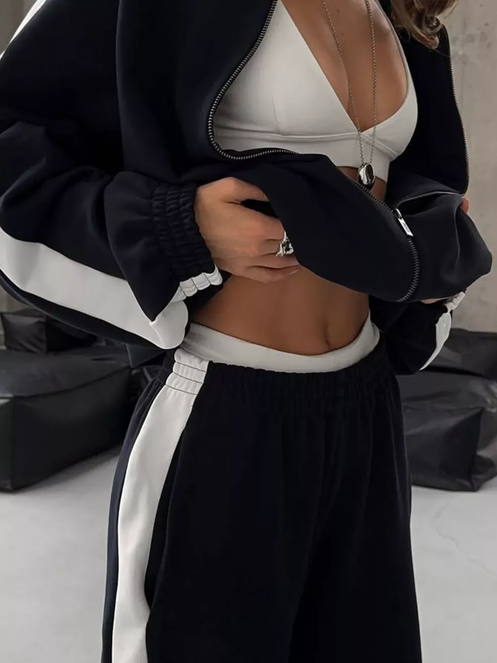 Zip Up Long Sleeve Outerwear and Pants Set, image 6
