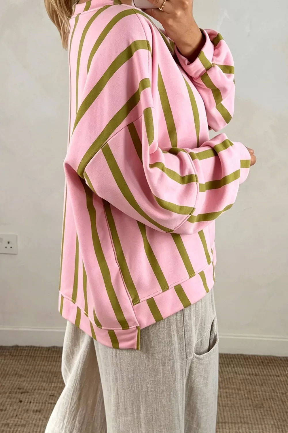 Striped Dropped Shoulder Oversized Sweatshirt, image 6