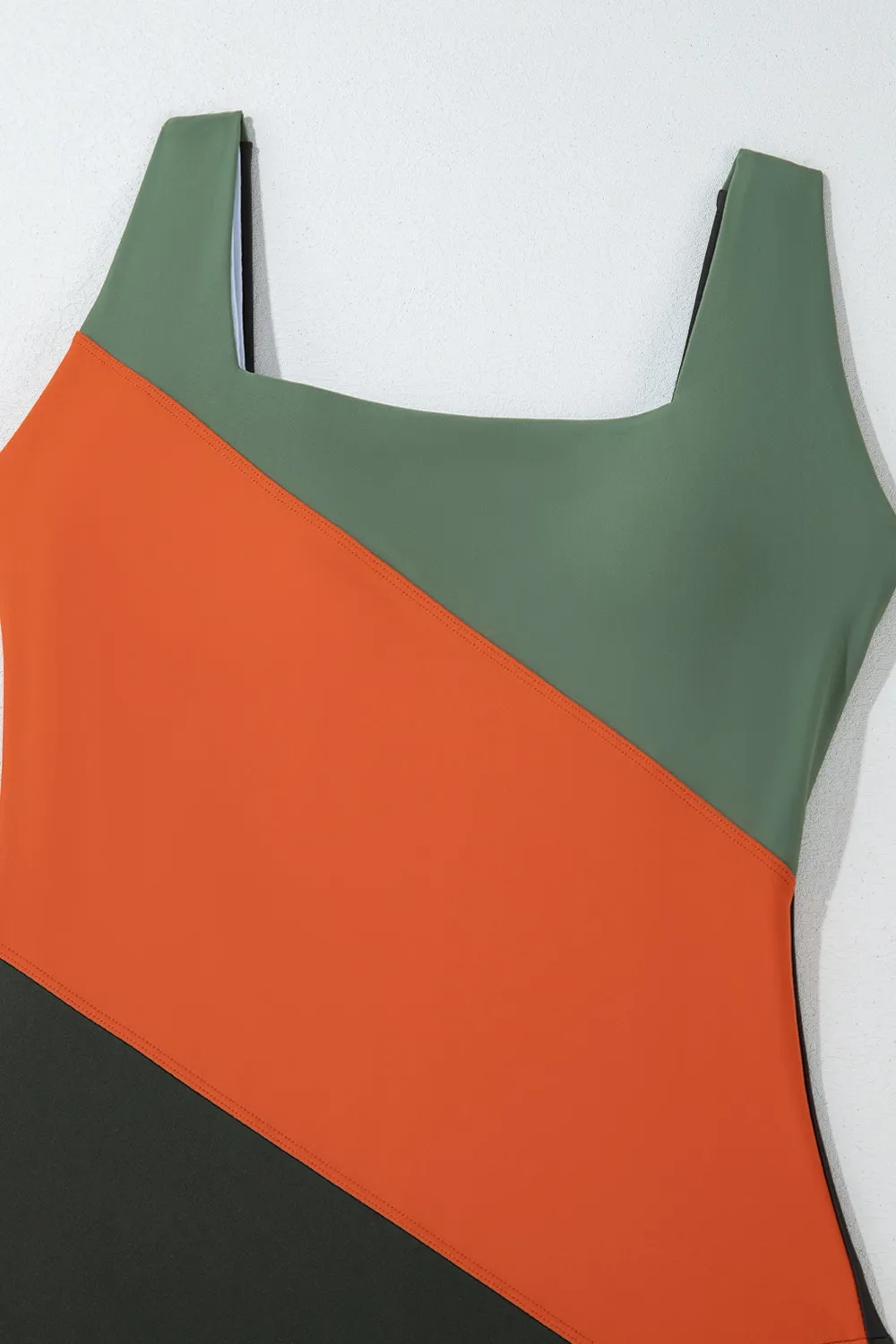 Color Block Padded Square Neck One Piece Swimsuit, image 9