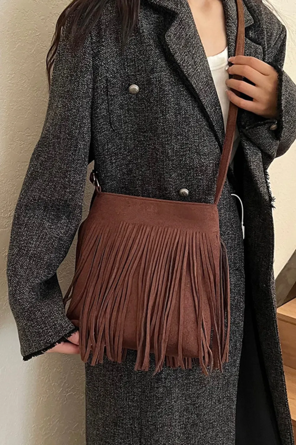 Suede Fringe Shoulder Bag, image 5