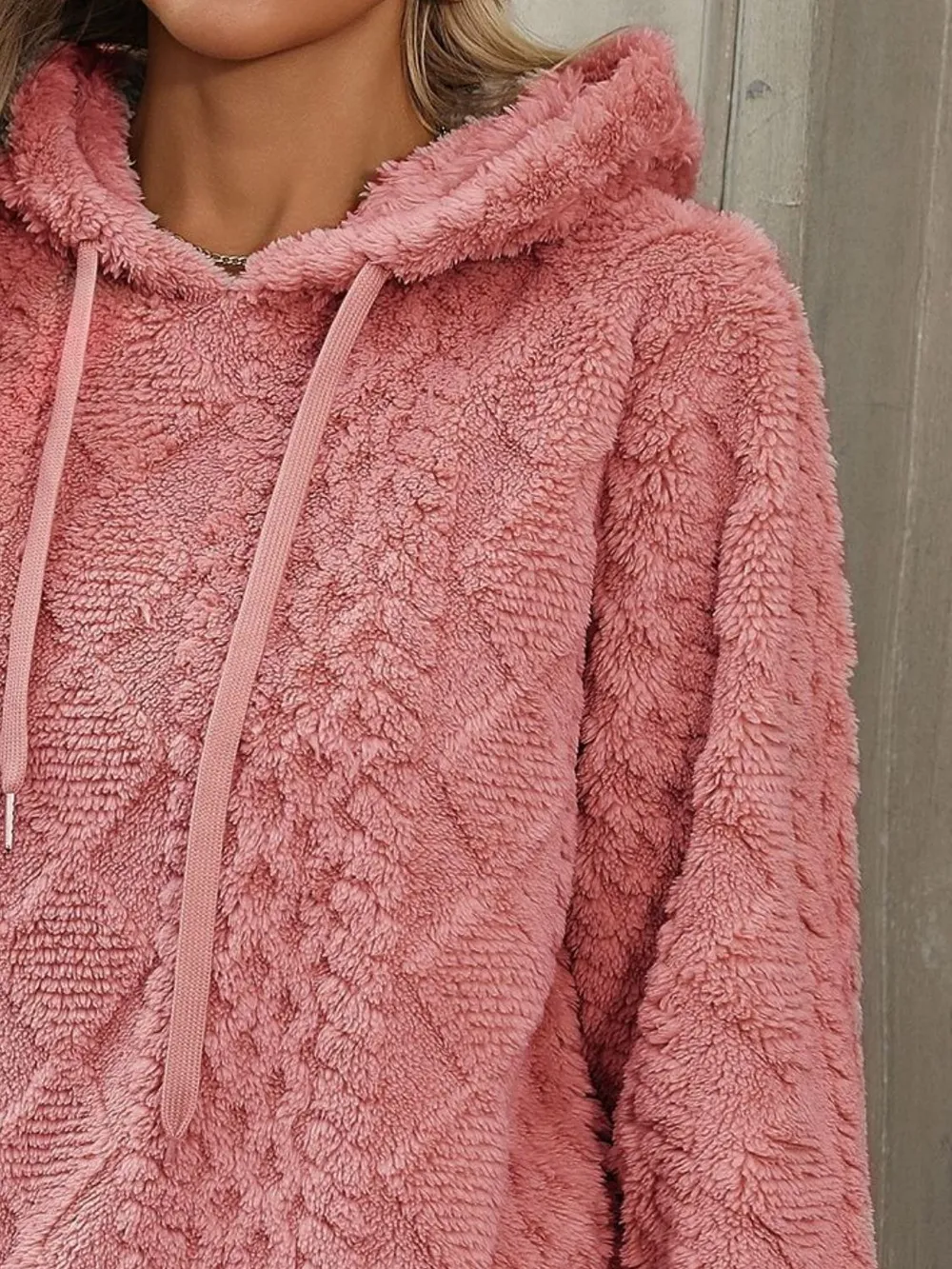 Drawstring Long Sleeve Plush Hoodie, image 9