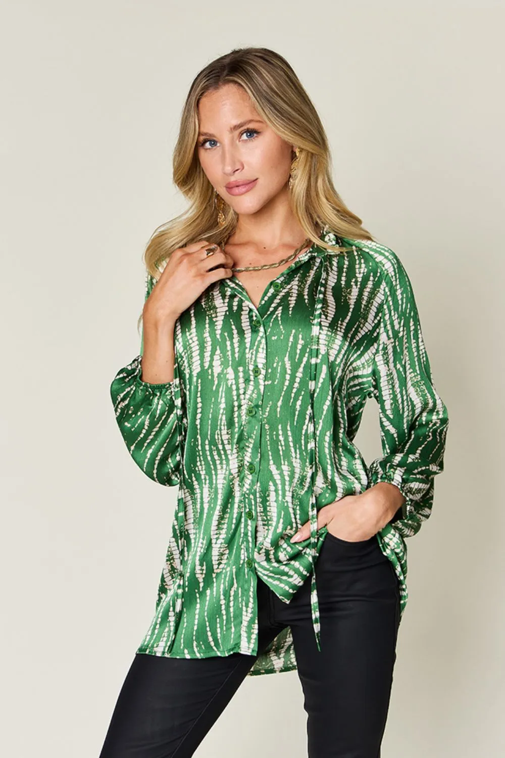 Full Size Printed Button Up Long Sleeve Shirt, image 21