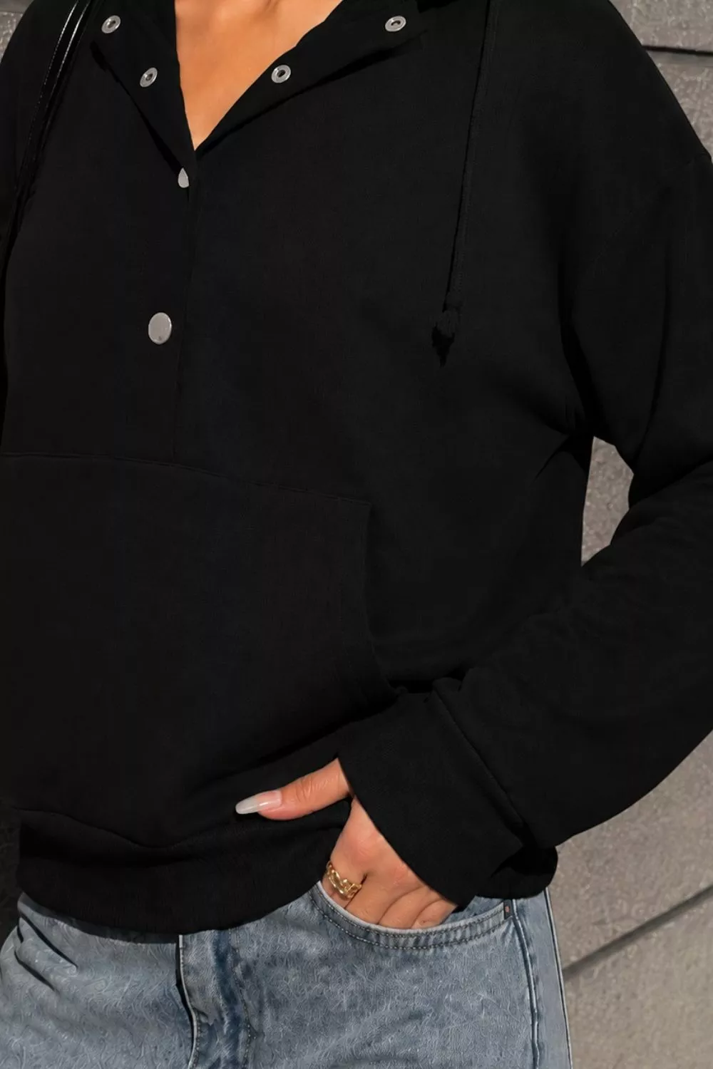 Half Snap Kangaroo Pocket Hoodie, image 13