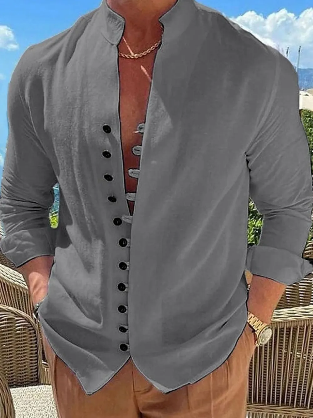 Men's Full Size Button Up Long Sleeve Shirt Plus Size, image 3