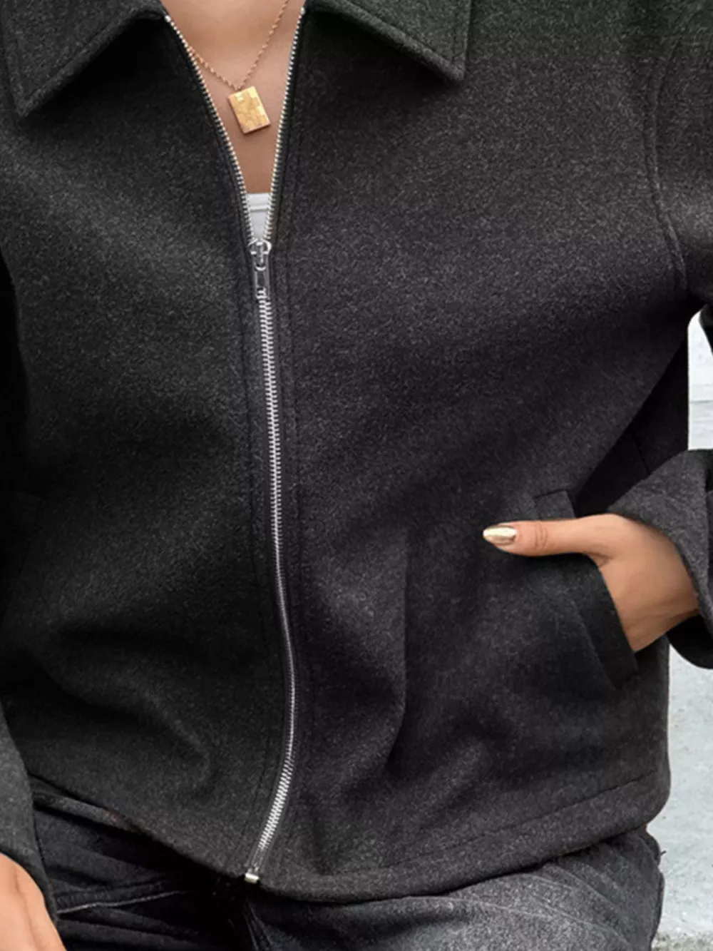 Zip-Up Dropped Shoulder Jacket, image 14