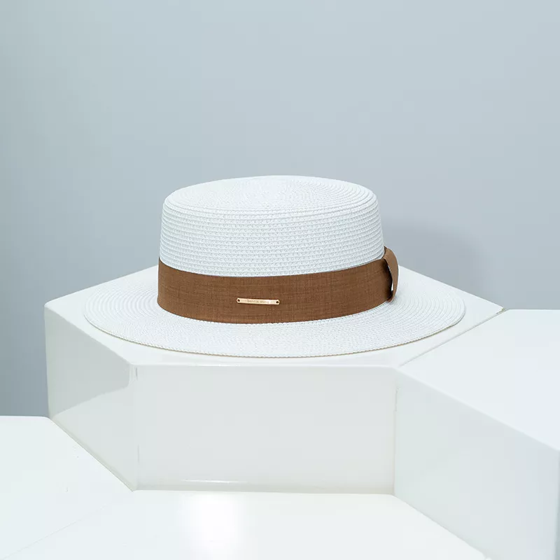 Straw Boater Hat with Ribbon, image 3