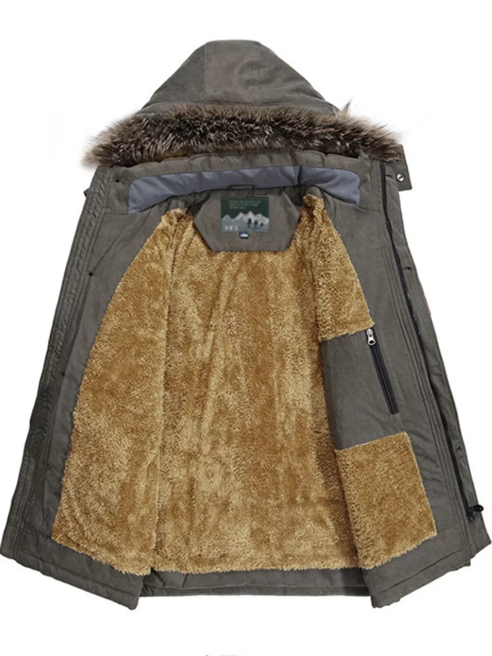 Men's Plus Size Warm Fur Hooded Winter Coat, image 2