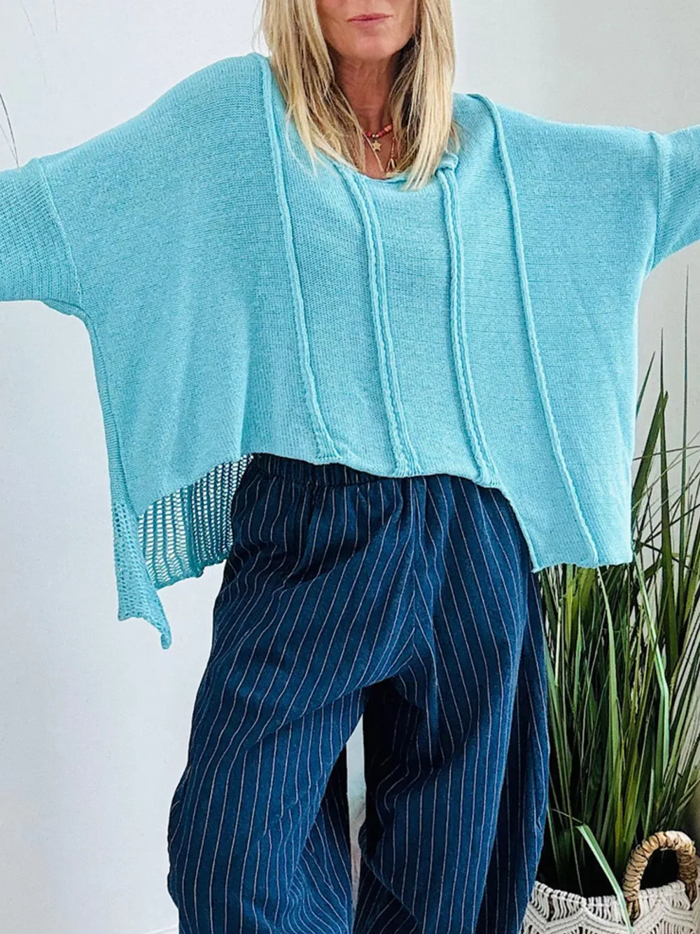 High-Low Drop Shoulder Sweater, image 2
