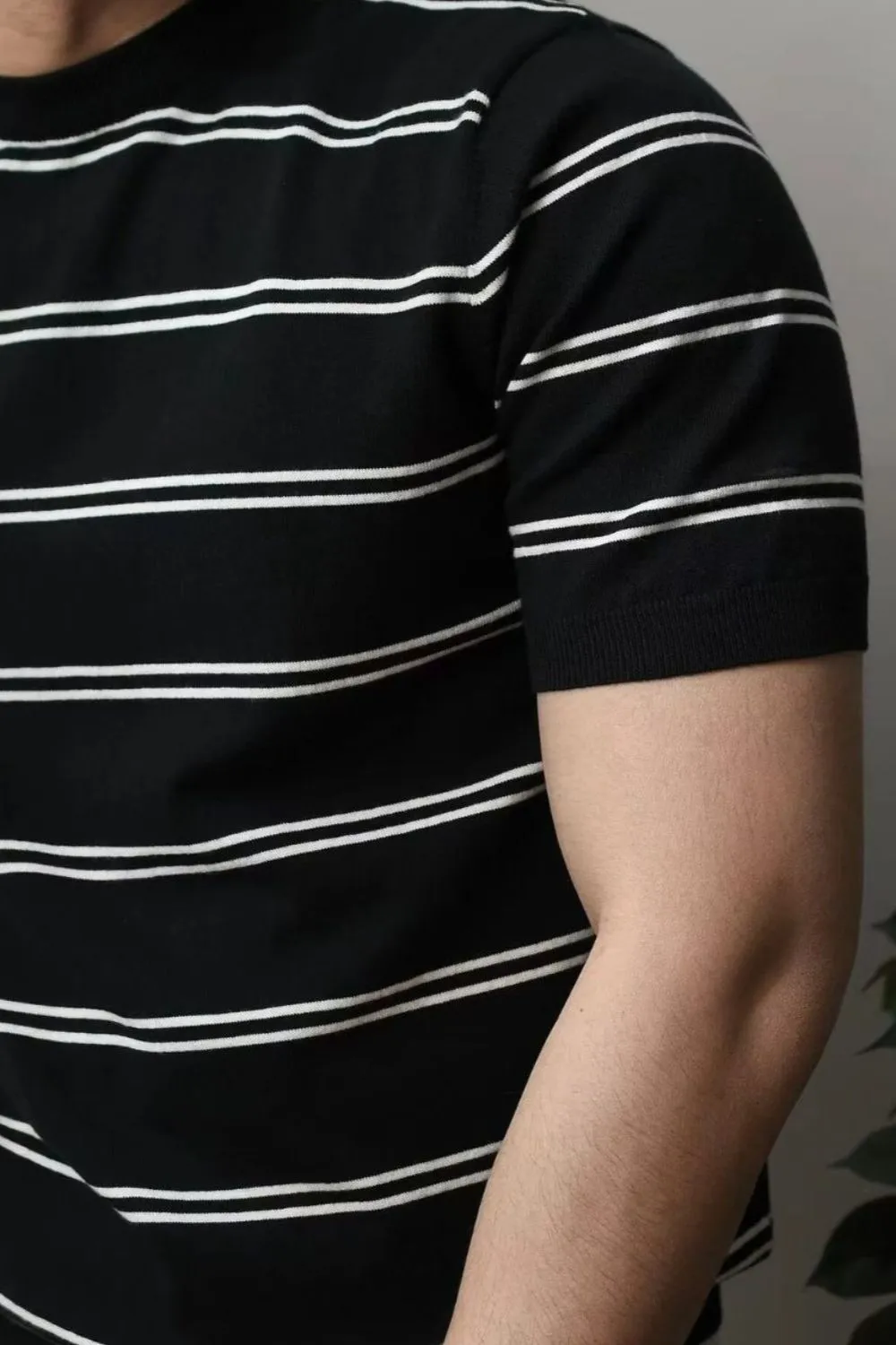 Men's Plus Size Round Neck Striped T-Shirt, image 6