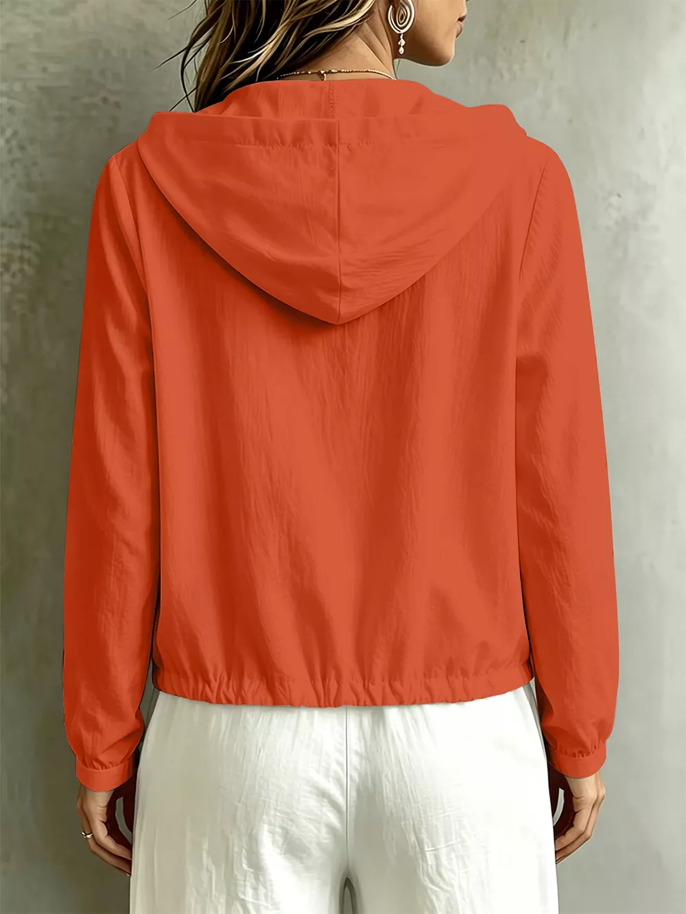 Button Detail Long Sleeve Hooded Blouse, image 8