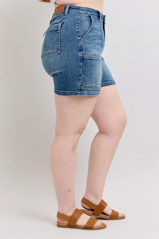 Full Size High Rise Denim Shorts Plus Size, image 5