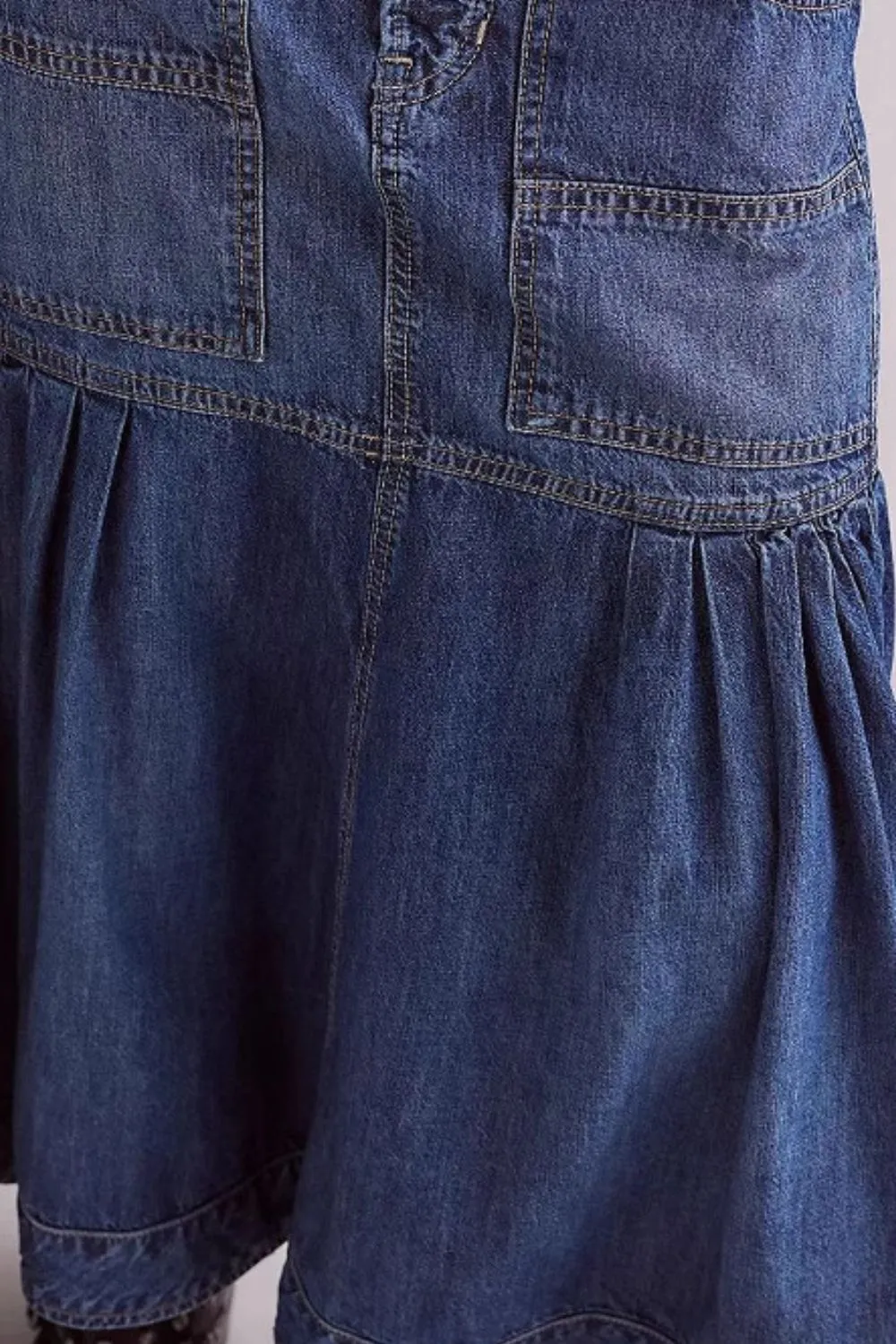 Midi Denim Skirt with Pockets, image 4