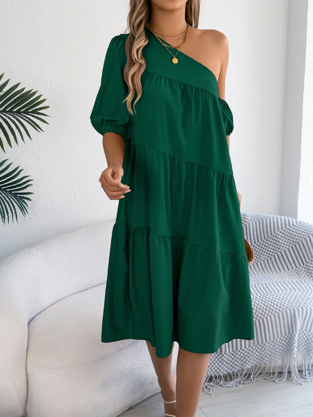Single Shoulder Tiered Dress, image 11