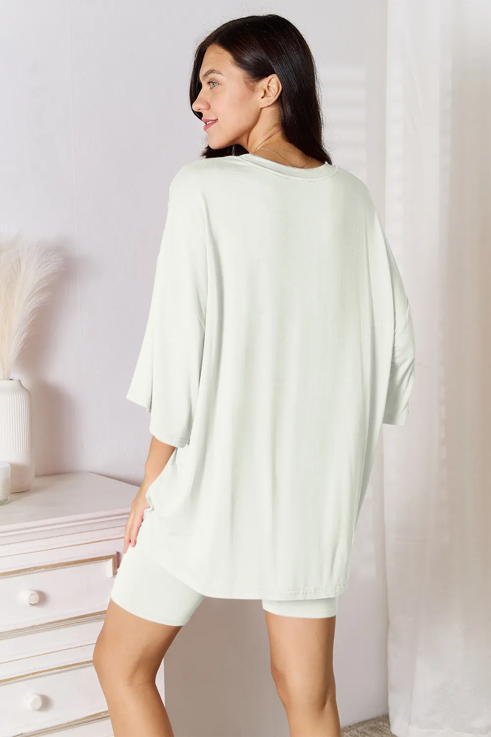 Full Size Soft Rayon Three-Quarter Sleeve Top and Shorts Set, image 25