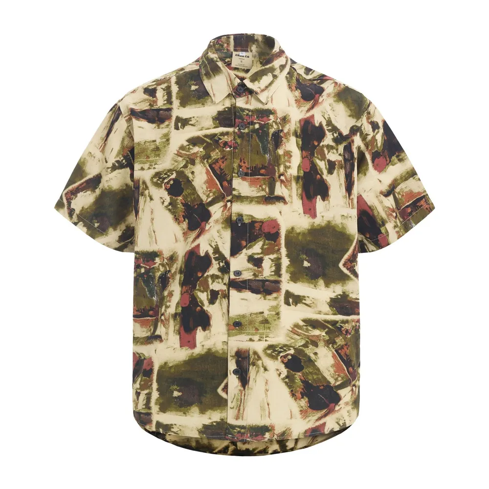 Men's Abstract Printed Short Sleeve Button-Up Shirt, image 3