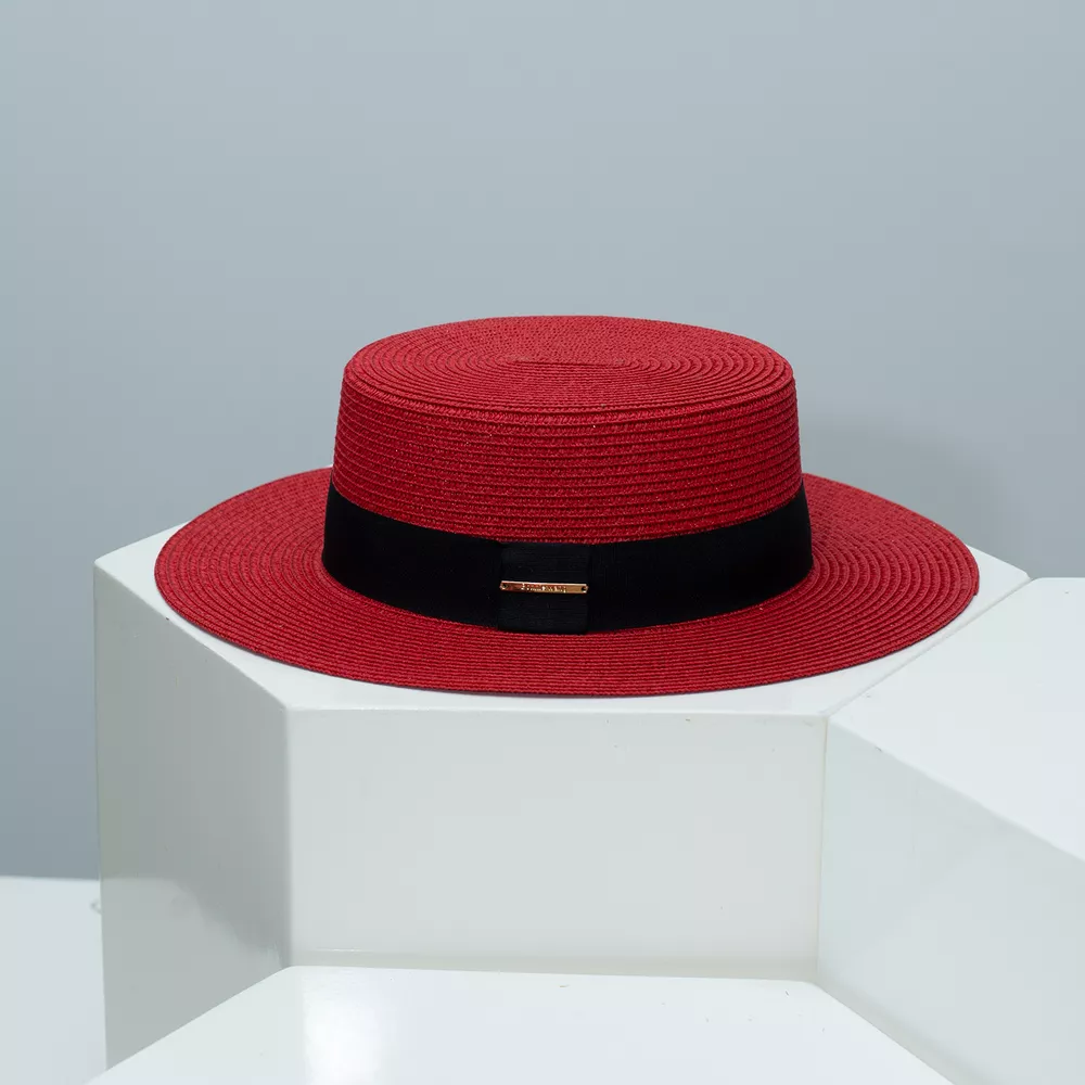 Straw Boater Hat with Band, image 4